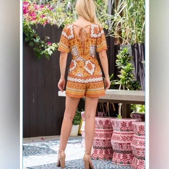 Milk & Honey Printed Romper Orange - Picture 4 of 4